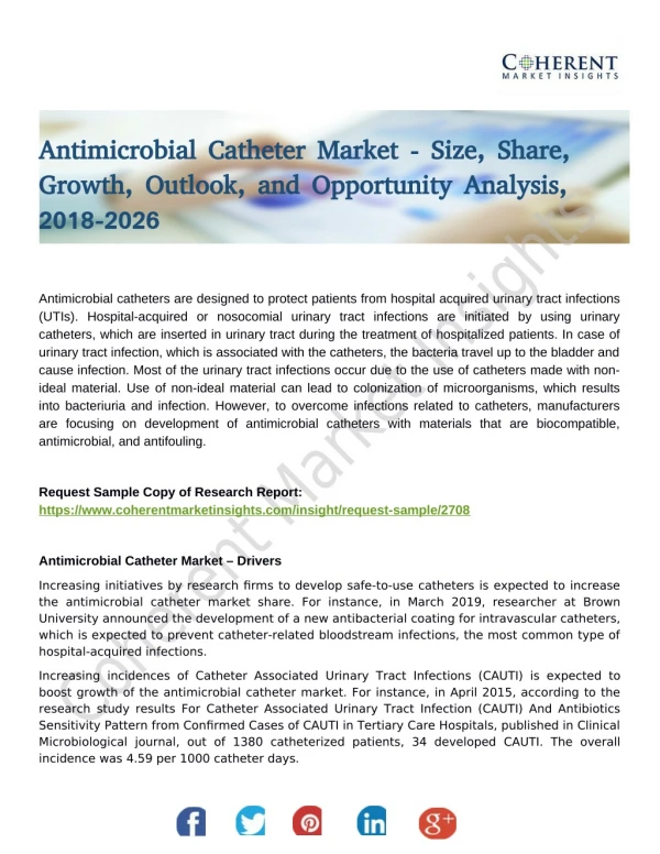 Antimicrobial Catheter Market Size, Share, Demands and Gross Margin 2026