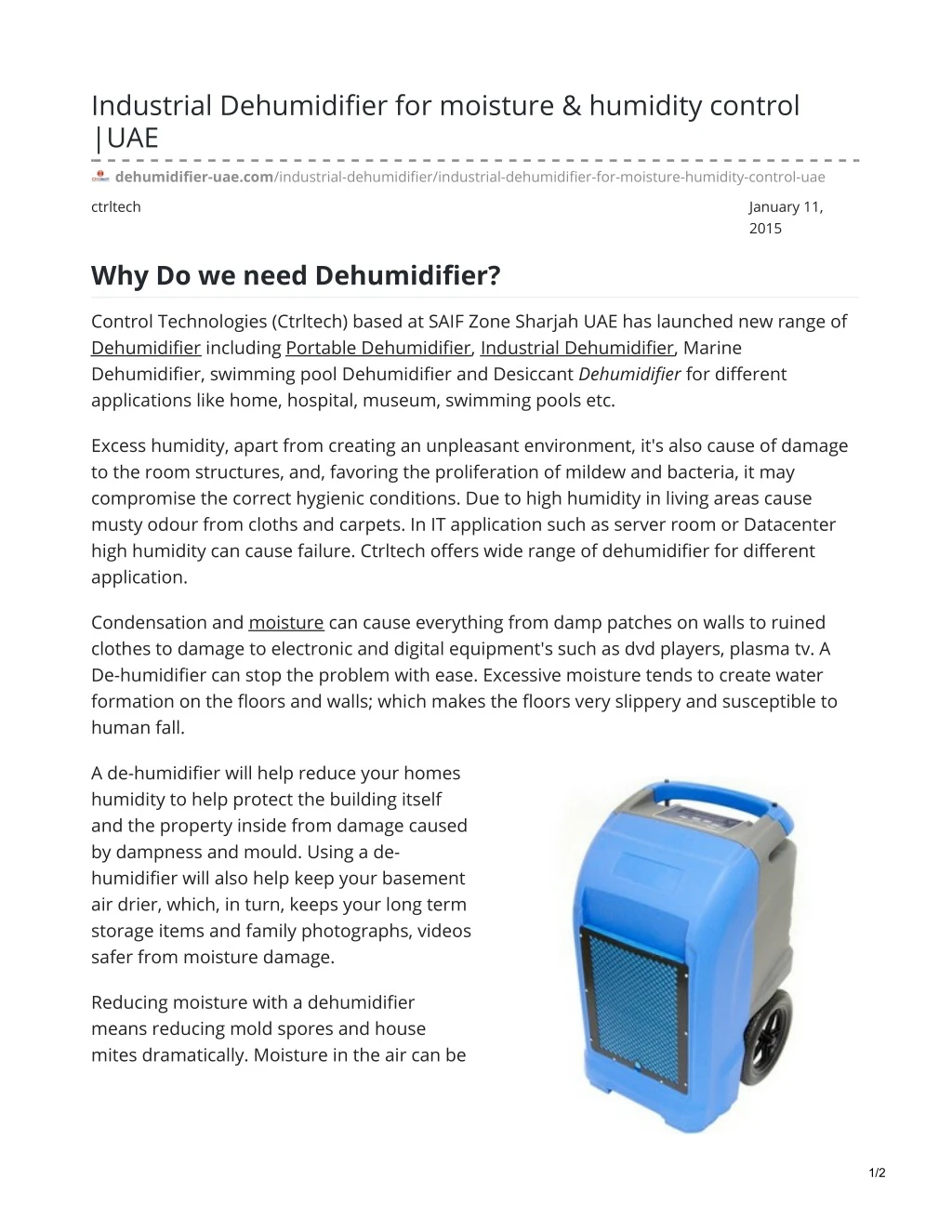 industrial dehumidifier for moisture humidity