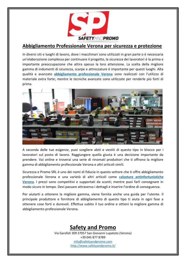 Abbigliamento Professionale Verona per sicurezza e protezione