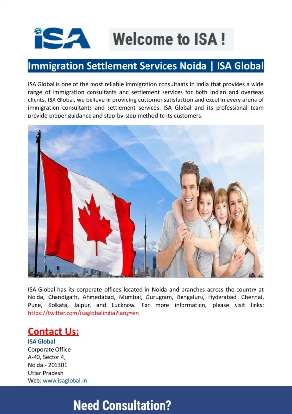 Immigration Settlement Services Noida-ISA Global