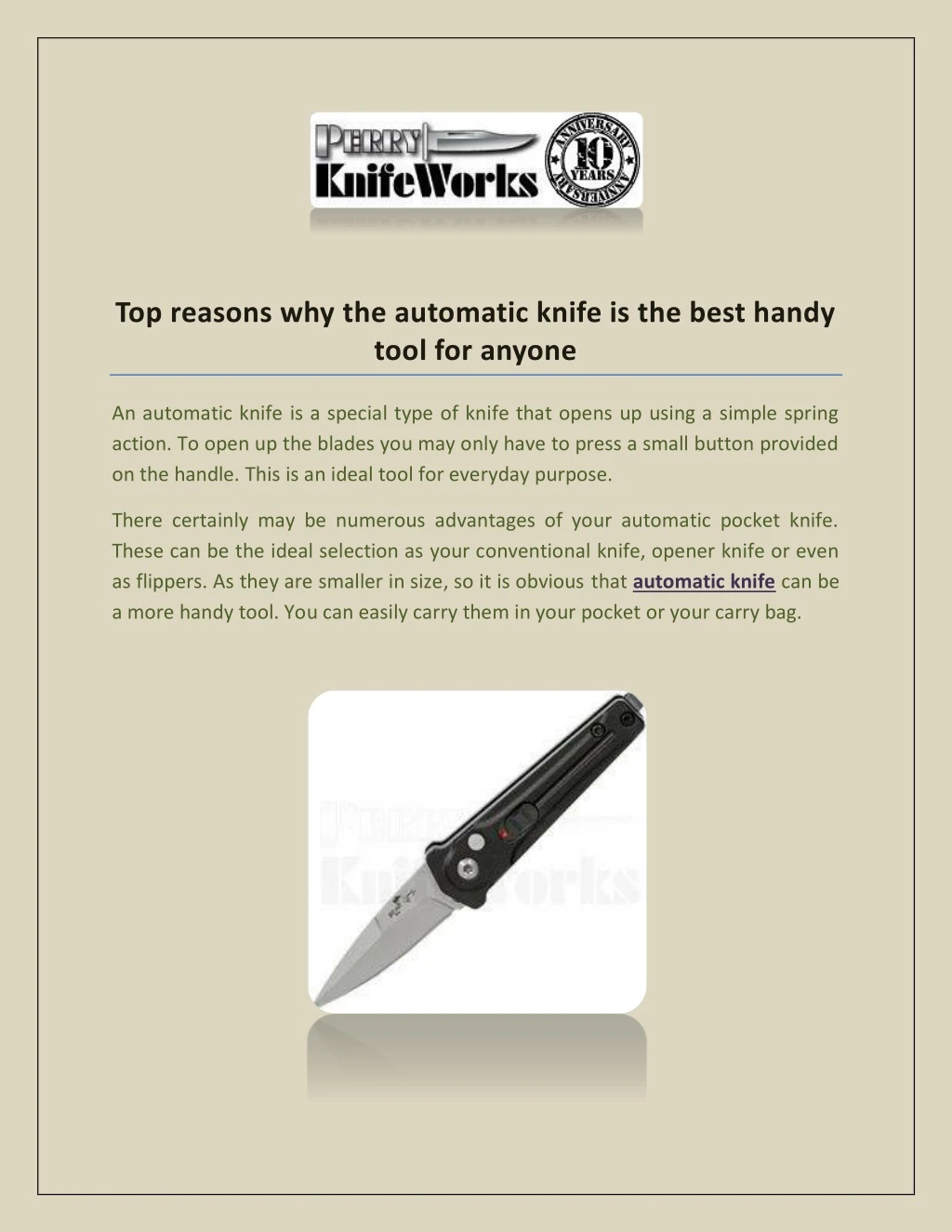 top reasons why the automatic knife is the best