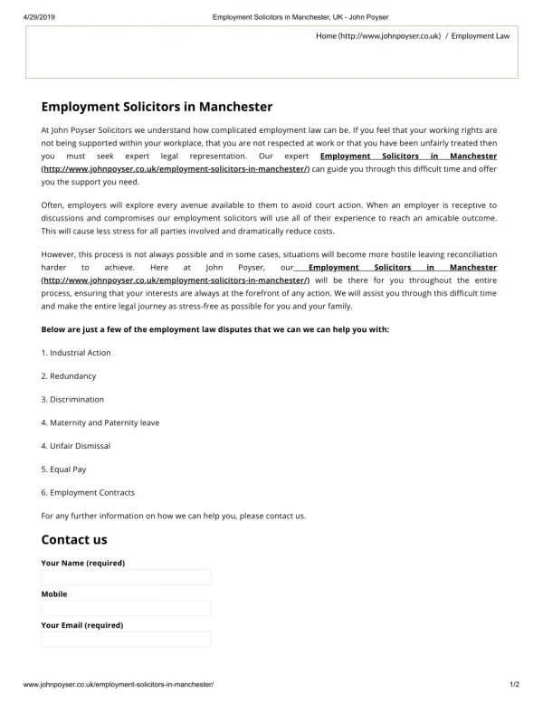 Employment Solicitors in Manchester