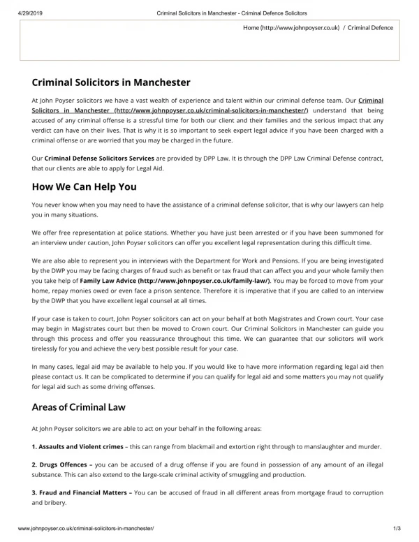 Criminal Solicitors in Manchester