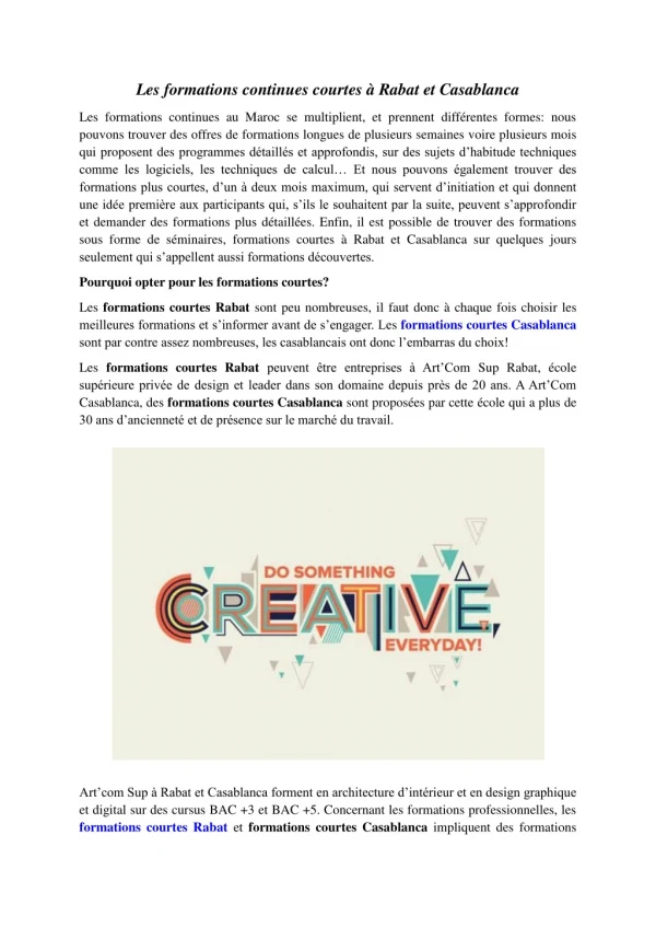 les formations continues courtes rabat