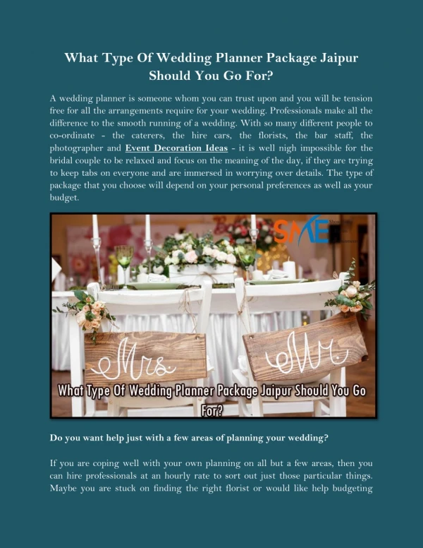 What Type Of Wedding Planner Package Jaipur Should You Go For?