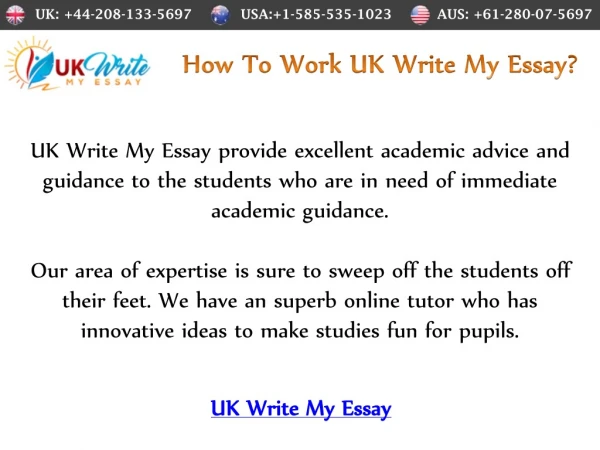 How To Work UK Write My Essay
