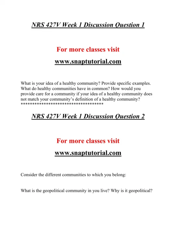 NRS 427V EXceptional Education/snaptutorial.COM
