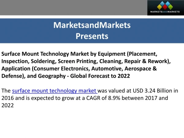Surface Mount Technology Market by Application (Consumer Electronics, Automotive, Aerospace & Defense), and Geography -