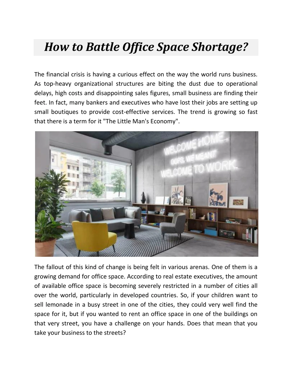 how to battle office space shortage