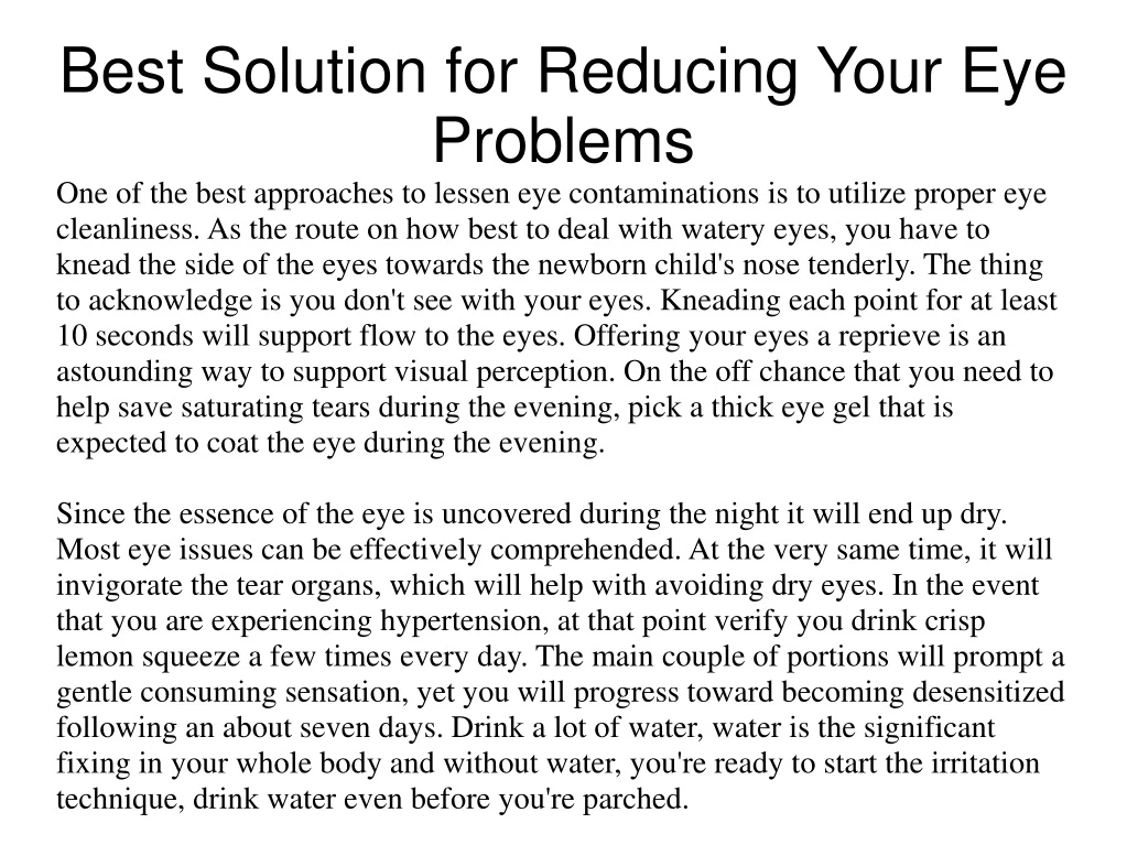 best solution for reducing your eye problems
