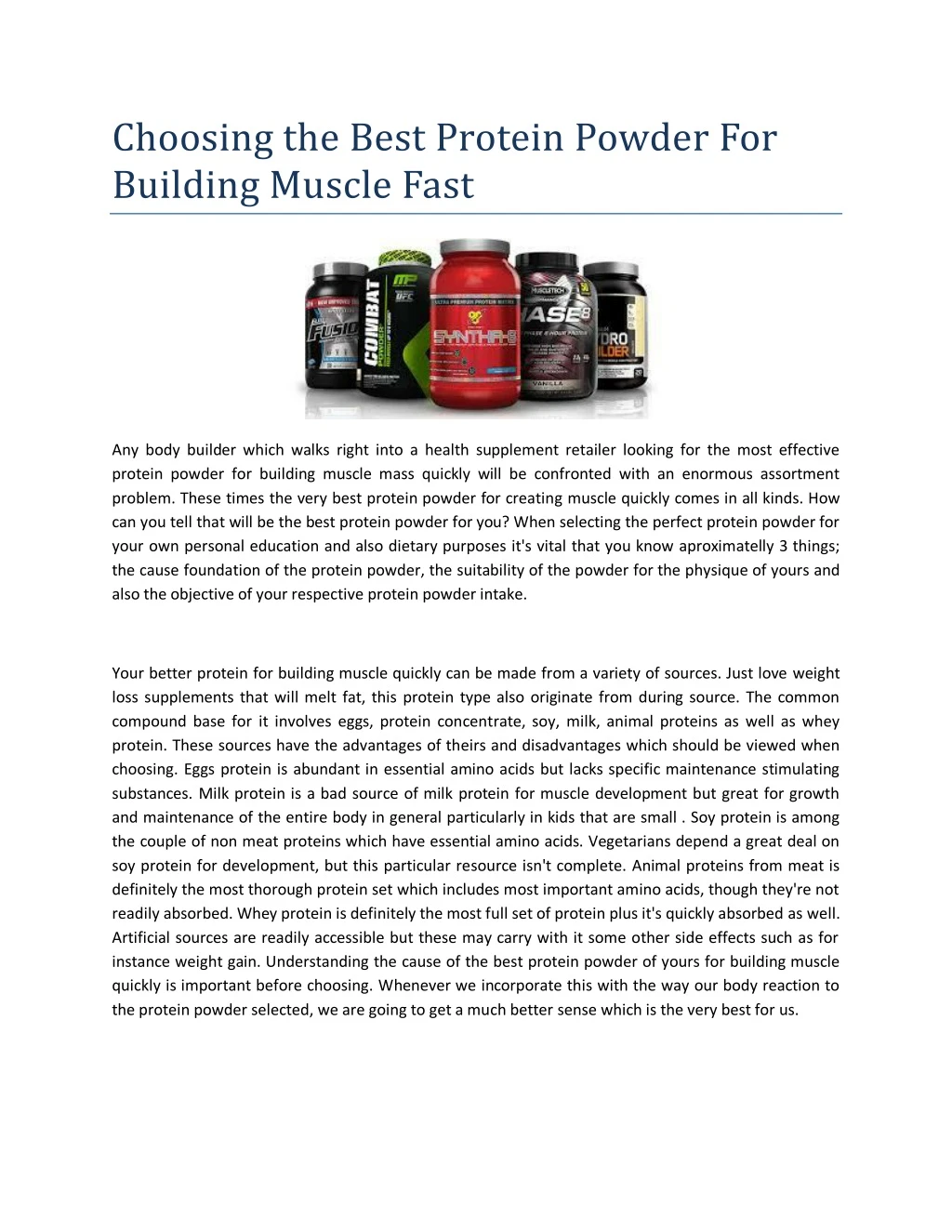 choosing the best protein powder for building