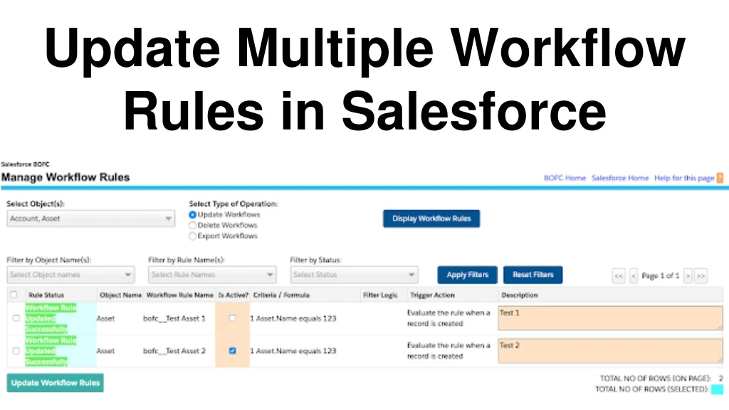 update multiple workflow rules in salesforce