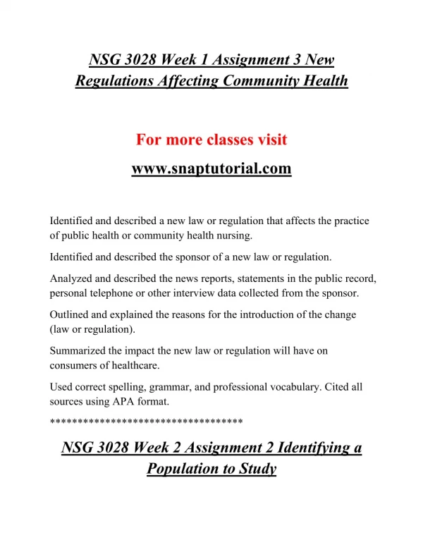 NSG 3028 EXceptional Education/snaptutorial.COM