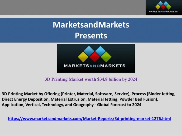 3D Printing Market | Industry Analysis and Market Forecast to 2024 | MarketsandMarkets