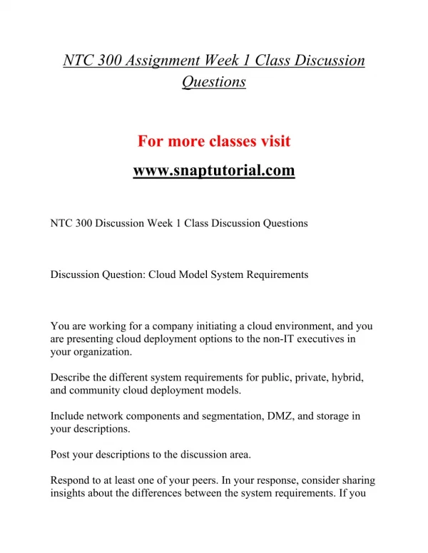 NTC 300 EXceptional Education/snaptutorial.COM