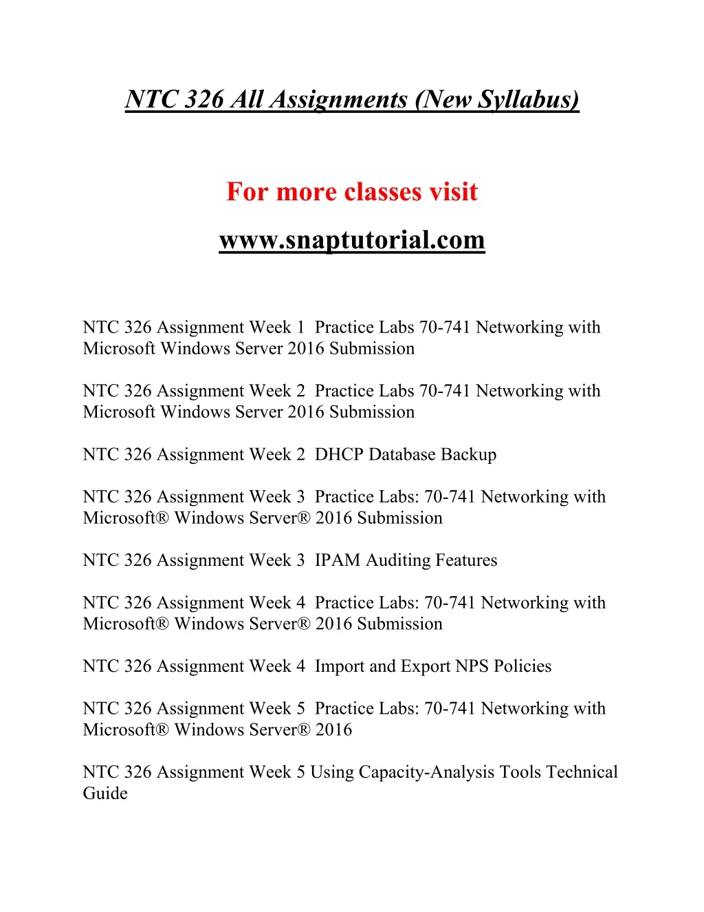 ntc 326 all assignments new syllabus