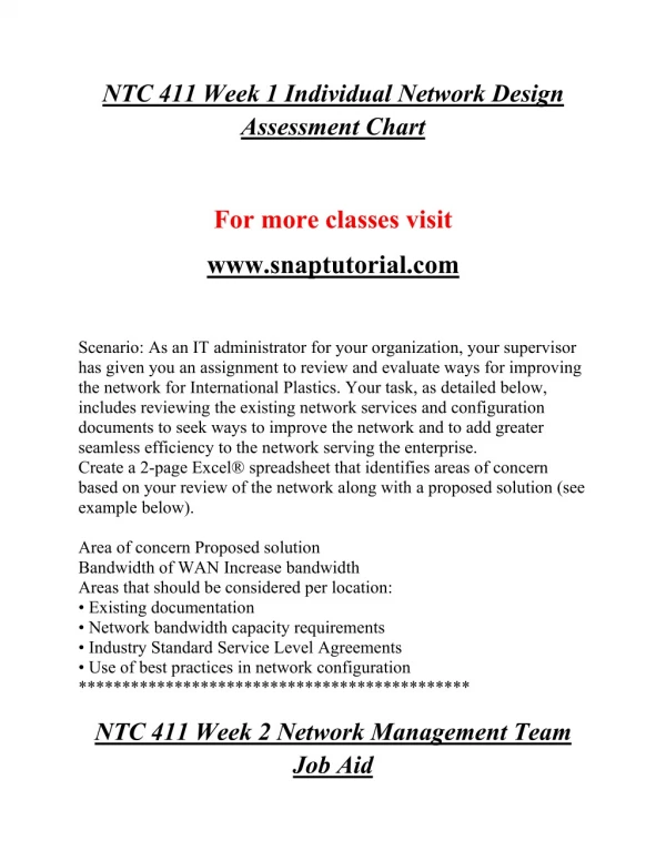NTC 411 EXceptional Education/snaptutorial.COM