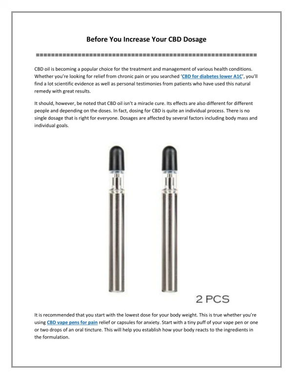 Before You Increase Your CBD Dosage
