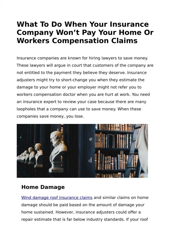 What To Do When Your Insurance Company Won’t Pay Your Home Compensation Claims