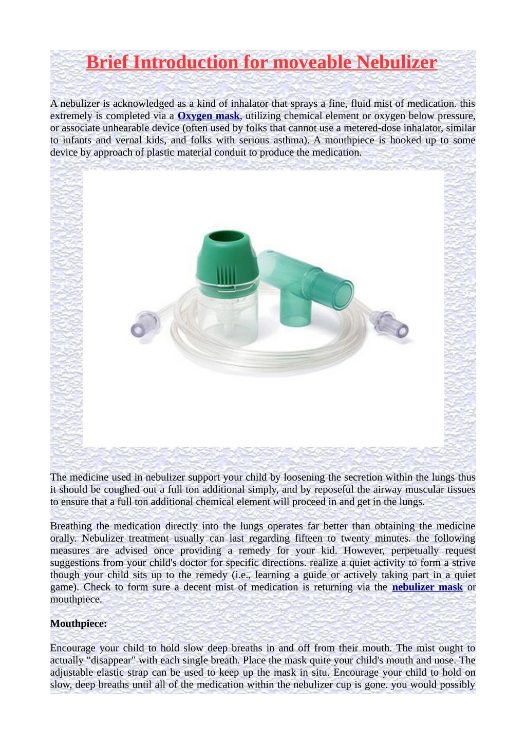 brief introduction for moveable nebulizer