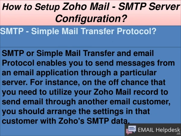 How to Setup Zoho Mail - SMTP Server Configuration?