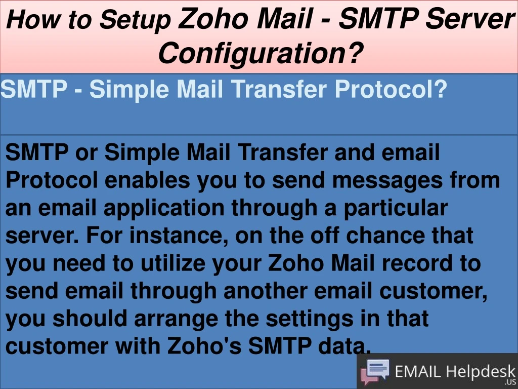 how to setup zoho mail smtp server configuration