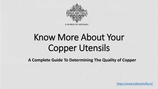 Know More About Your Copper Utensils