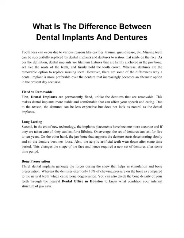 What Is The Difference Between Dental Implants And Dentures