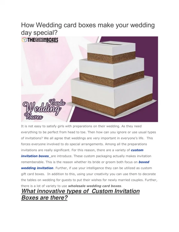 How Wedding card boxes make your wedding day special?