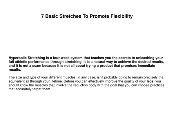 7 Basic Stretches To Promote Flexibility