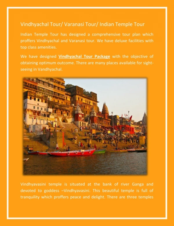 Vindhyachal Tour/ Varanasi Tour/ Indian Temple Tour