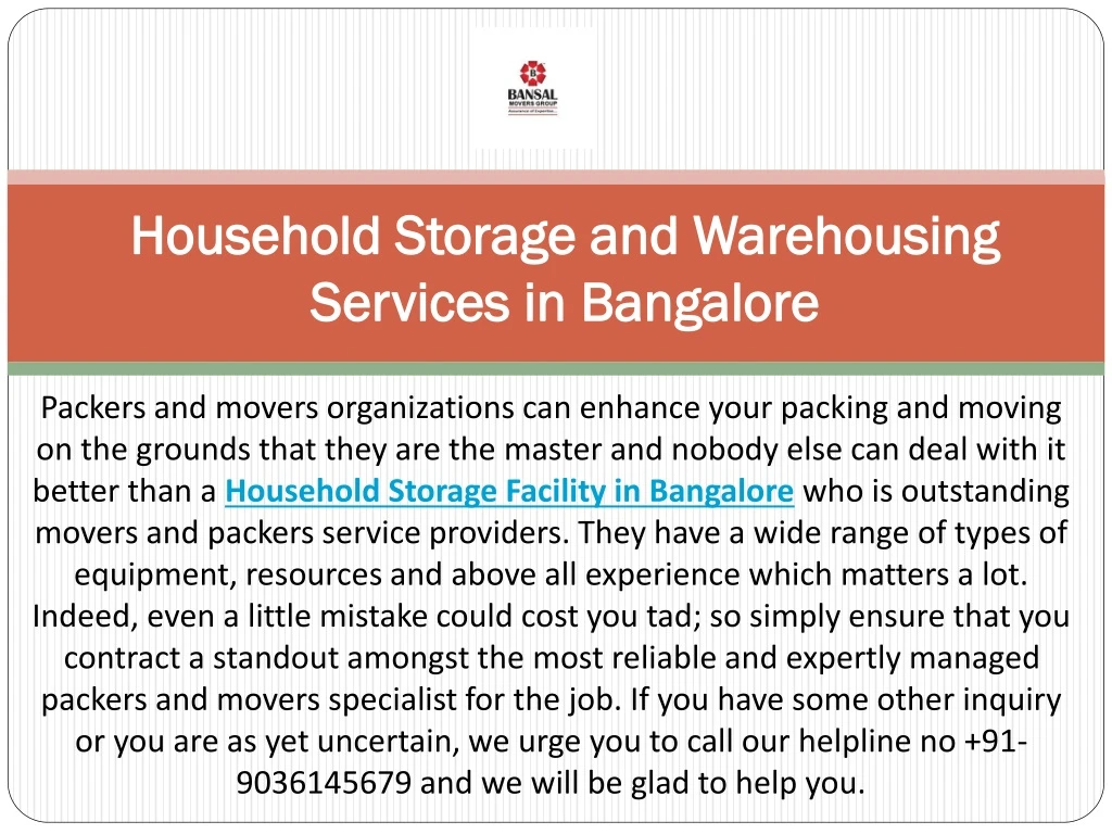 household storage and warehousing services in bangalore