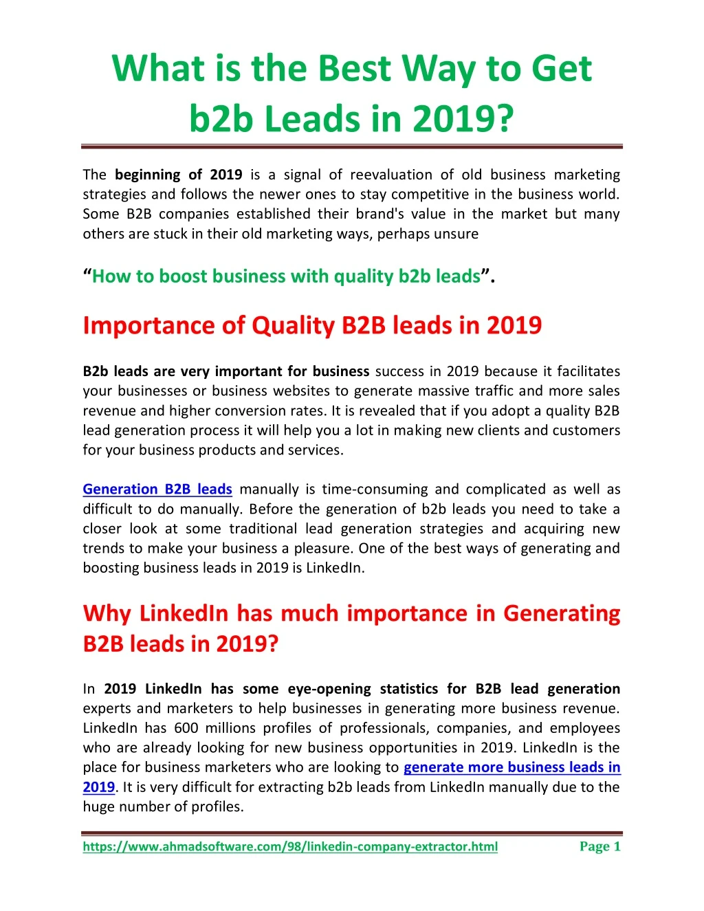 what is the best way to get b2b leads in 2019