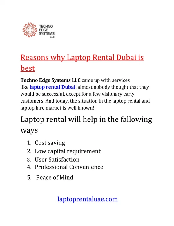 Reasons why Laptop Rental Dubai is best