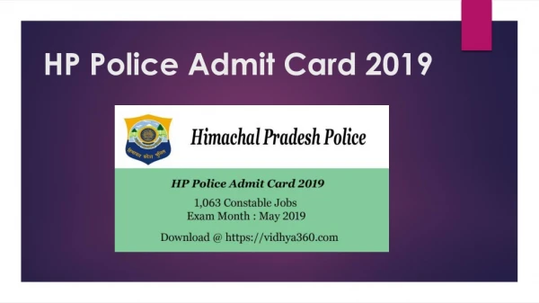 HP Police Admit Card 2019 | Collect Himachal Police Constable Call Letter