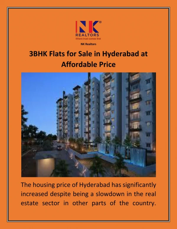 3BHK Flats for Sale in Hyderabad at Affordable Price