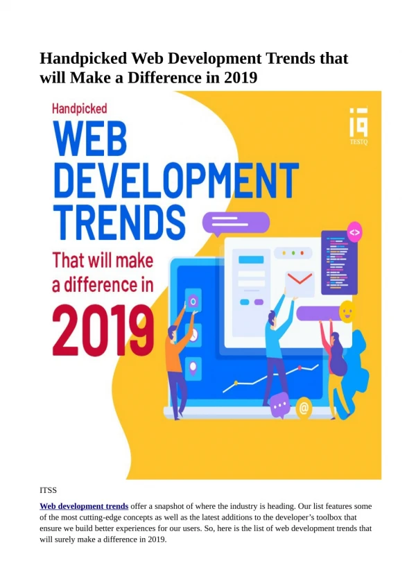 Handpicked Web Development Trends that will Make a Difference in 2019