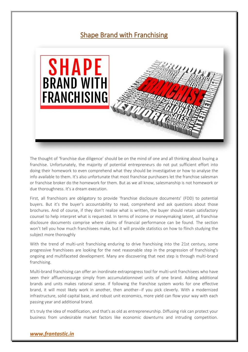 shape brand with franchising shape brand with
