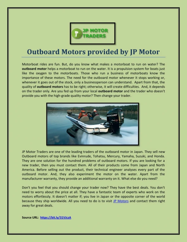 Outboard Motors provided by JP Motor