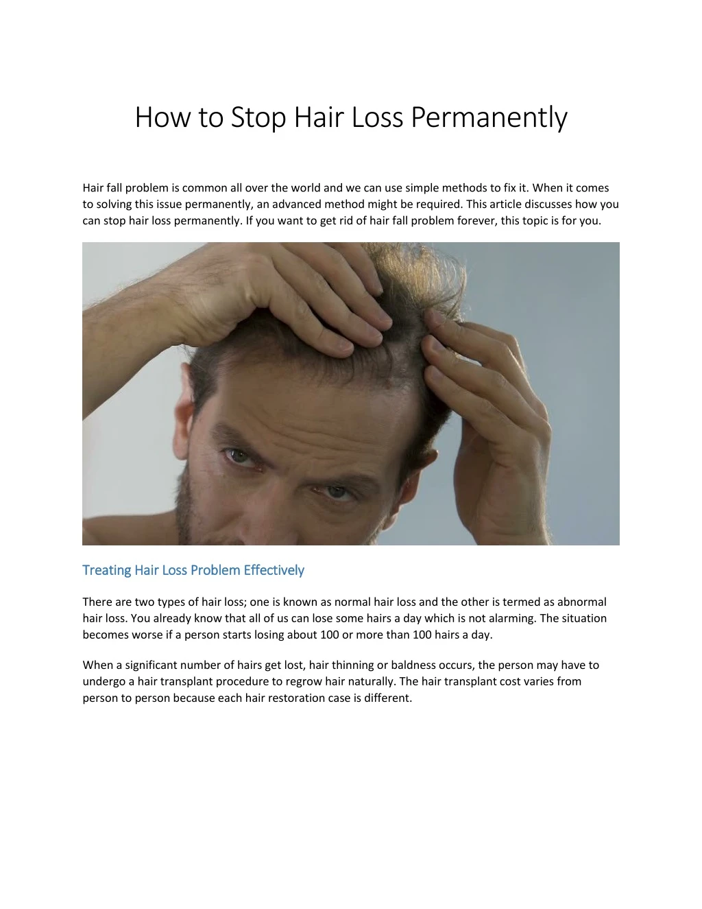 how to stop hair loss permanently