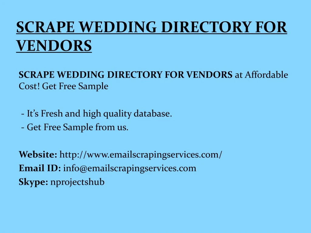 scrape wedding directory for vendors