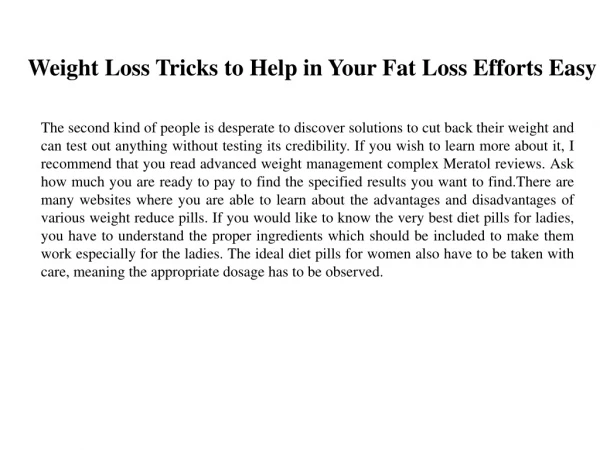 Weight Loss Tricks to Help in Your Fat Loss Efforts Easy