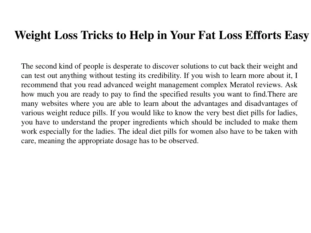 weight loss tricks to help in your fat loss