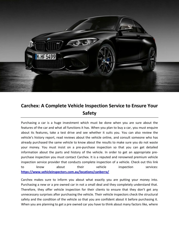 Carchex: A Complete Vehicle Inspection Service to Ensure Your Safety