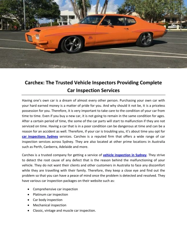 Carchex: The Trusted Vehicle Inspectors Providing Complete Car Inspection Services