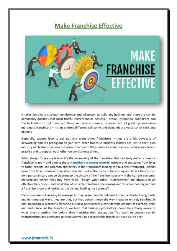 Make Franchise Effective - Frantastic