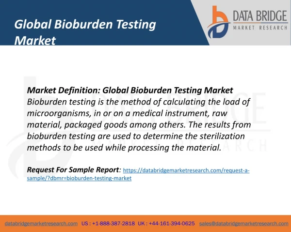 Global Bioburden Testing Market – Industry Trends and Forecast to 2024