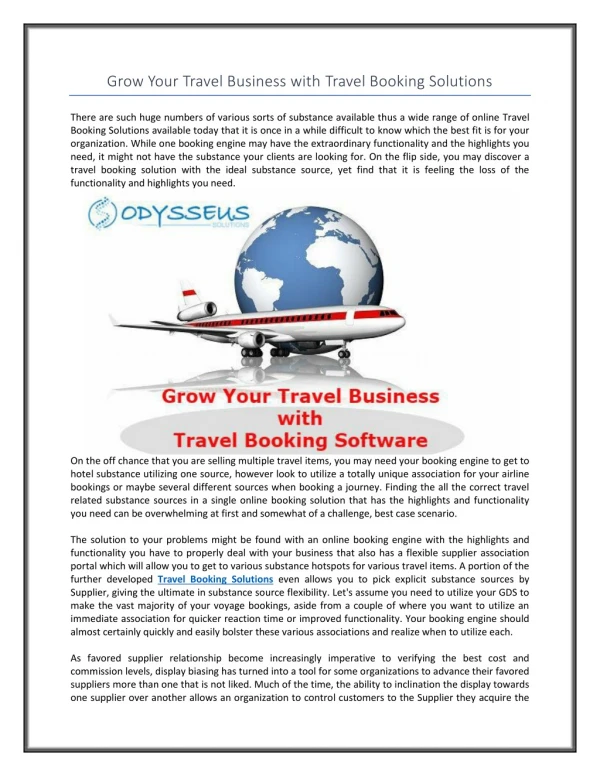 Grow Your Travel Business with Travel Booking Solutions