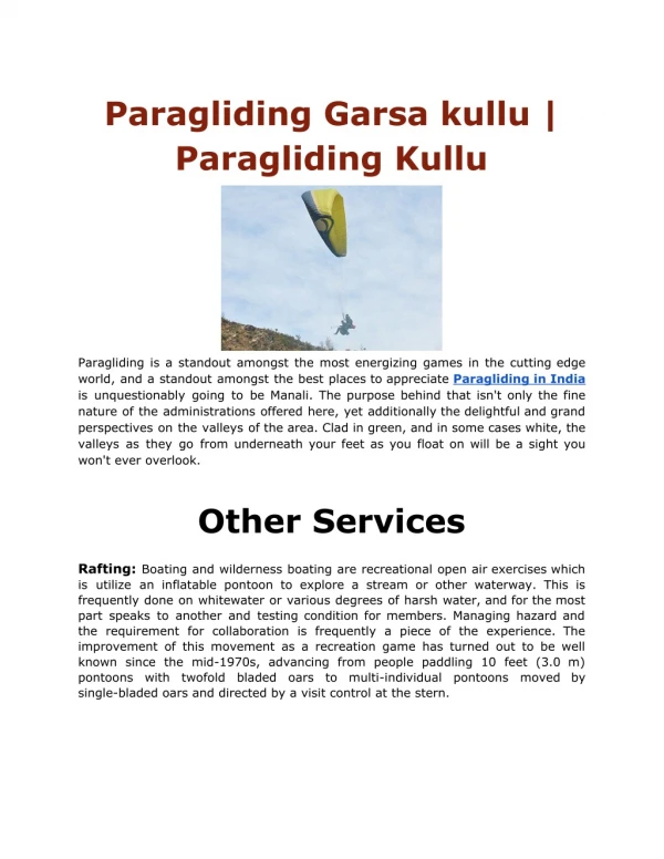 Book Paragliding Kullu | Book Paragliding in Manali
