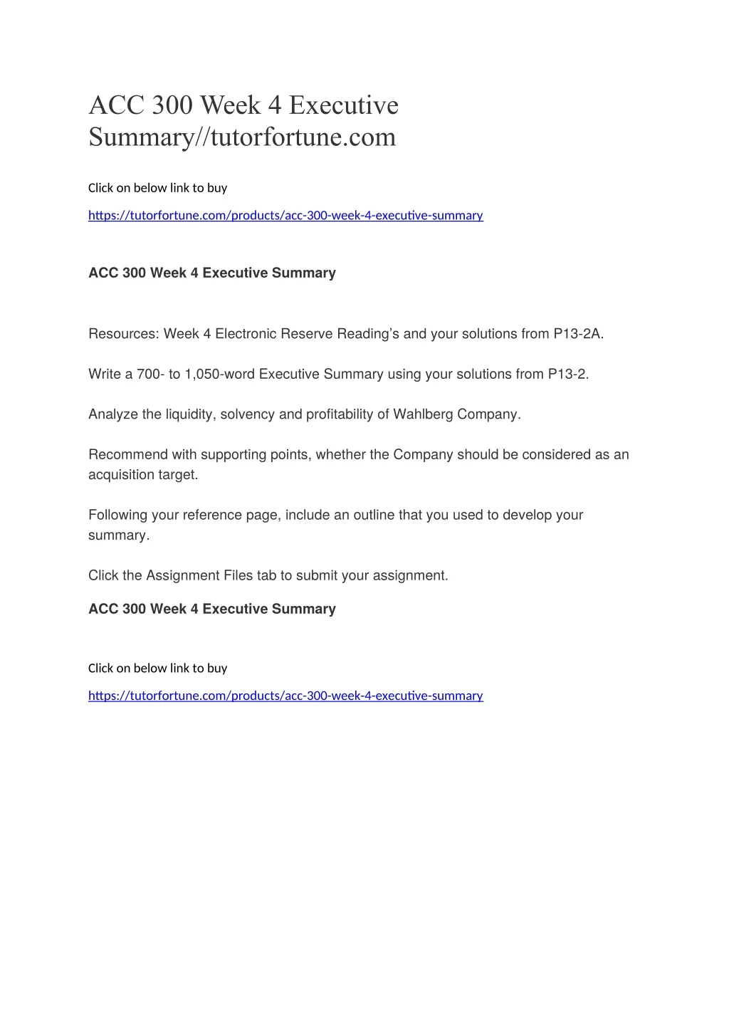 acc 300 week 4 executive summary tutorfortune com